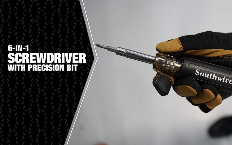 Southwire 65028840 SD6N1P 6-in-1 Screwdriver, Includes 5/16 nut Drivers, 1 and #0 Phillips 1/4'' and 3/16'' Slotted Tips - Image 2